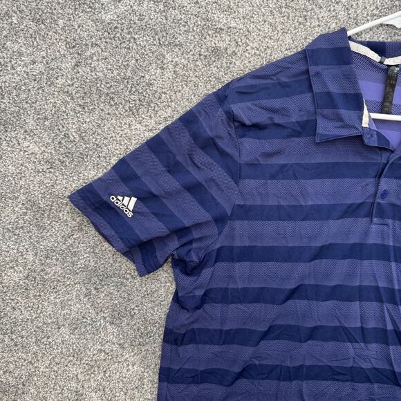 Adidas Polo Shirt Mens Extra Large Striped Golf Athletic Performance XL - Picture 2 of 11